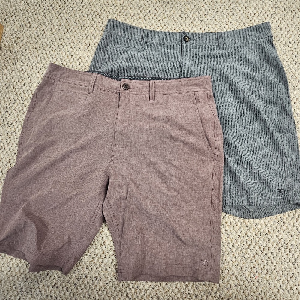 Lot of 2 - 7Diamonds Shorts Mens 36 Velocity Performance Stretch Quick Dry